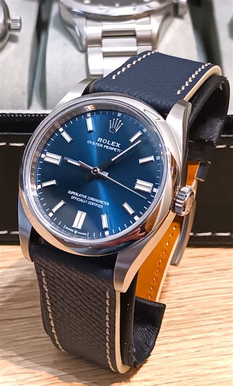 rolex oysterdate leather strap